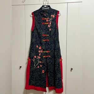 Beautiful cotton quilted cheongsam maxi vest fit size M